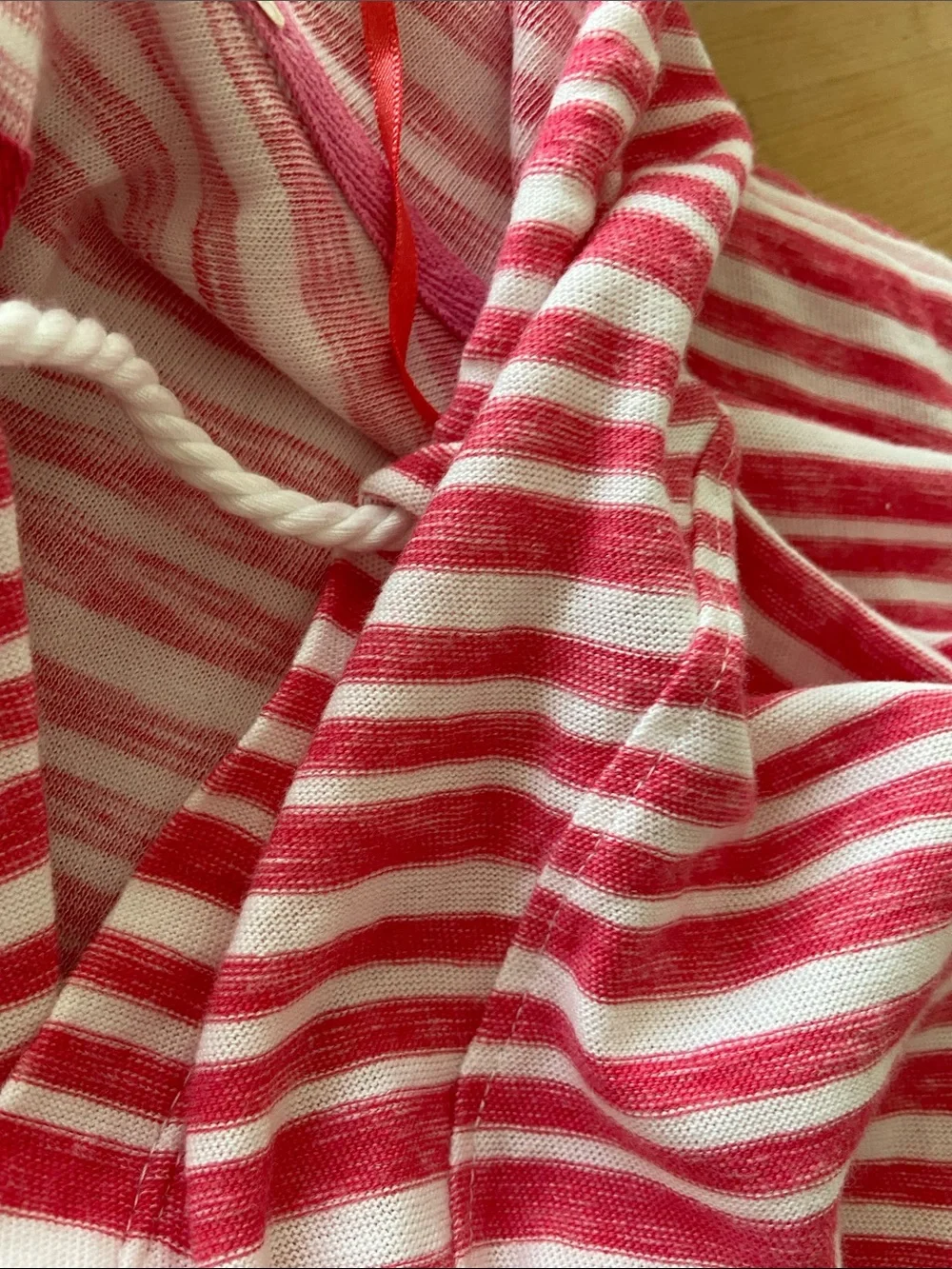 Hooded Pink & White Striped Beach Poncho